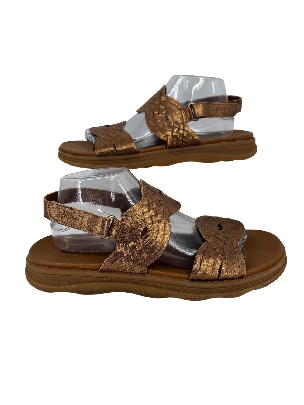 Earth Lister Sandal Size 11 Metallic Bronze Brown Woven Leather Adjustable